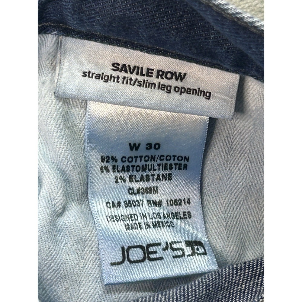 J.J. Joes Jeans Mens Sz 30x30 Blue Savile Row Straight Slim Mid Rise Whiskered - Picture 7 of 13
